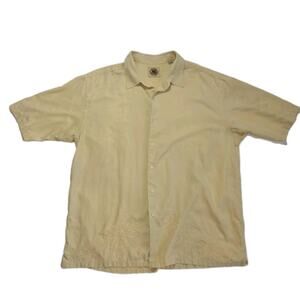 Pusser's West Indies Men's XXL Yellow Silk Cotton Embroidered Shirt 53% Silk
